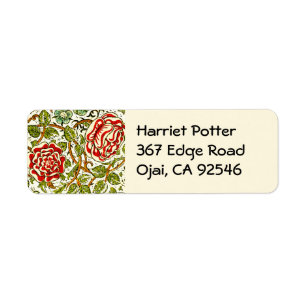 Etiqueta Roses Roses Fina Vintage William Morris