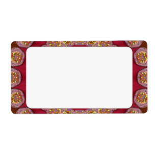 Etiqueta Rosette dorado rojo amarillo Mandala