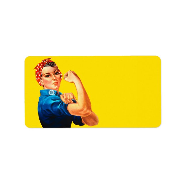 Etiqueta Rosie The Riveter Retro Style Icon (Frente)