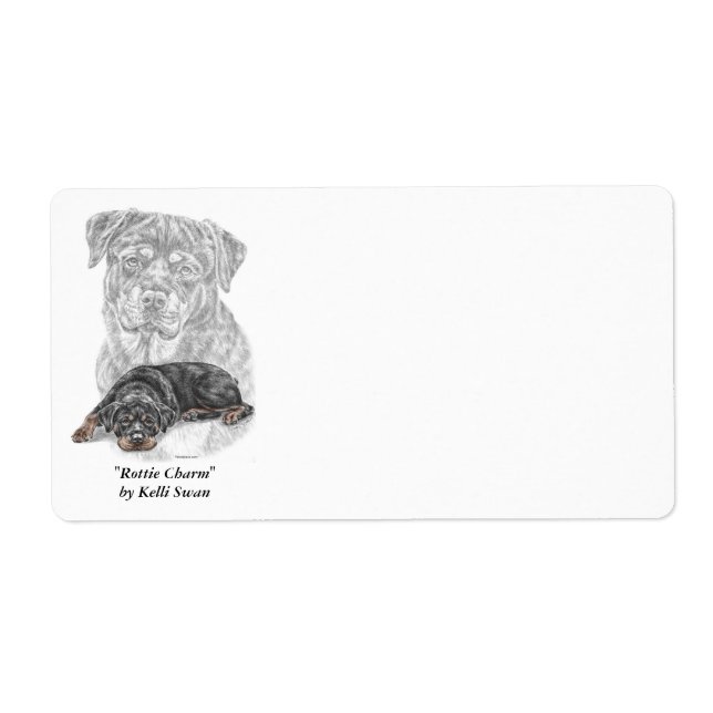 Etiqueta Rottweiler Dog Art (Frente)