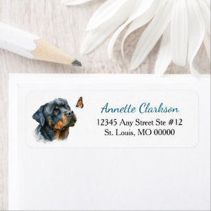 Etiqueta Rottweiler Perro Mariposa Asombro