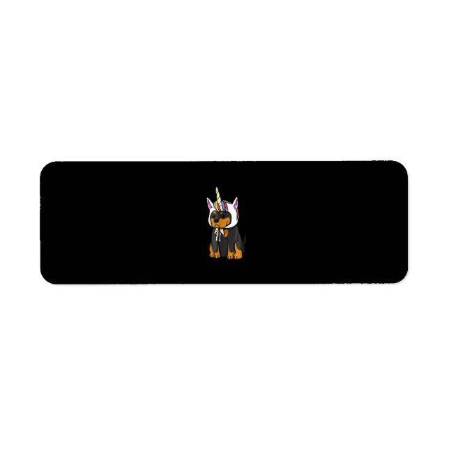 Etiqueta Rottweiler Unicorn Dog (Frente)