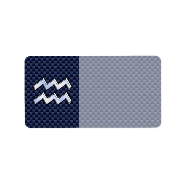 Etiqueta Rótulo Aquarius Zodiac sobre fibra de carbono azul (Frente)
