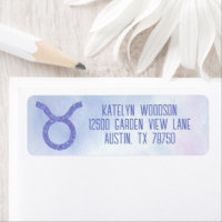 Rótulo Astrológico de Taurus Cute Púrpura Personal