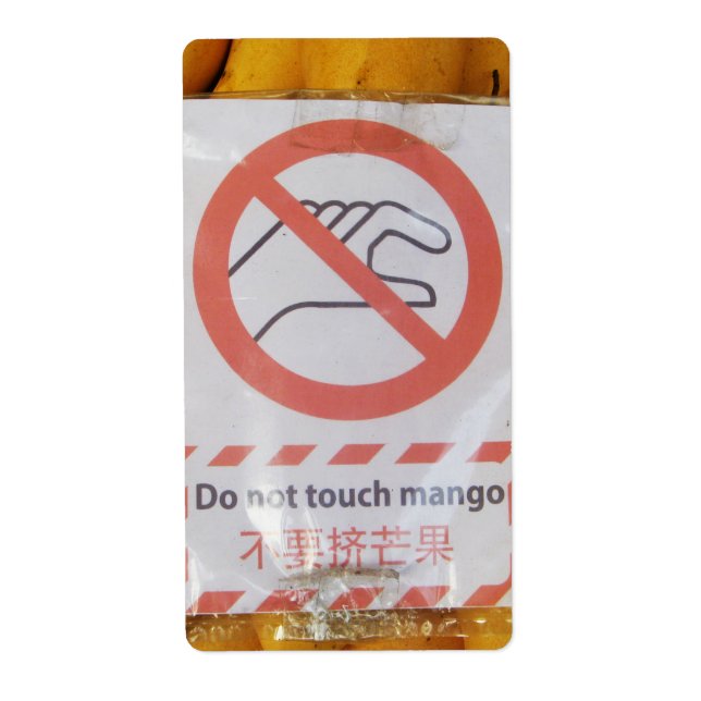 Etiqueta Rótulo gracioso 'No toques mango' (Frente)