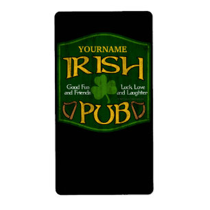 Etiqueta Rótulo irlandés personalizado del Pub