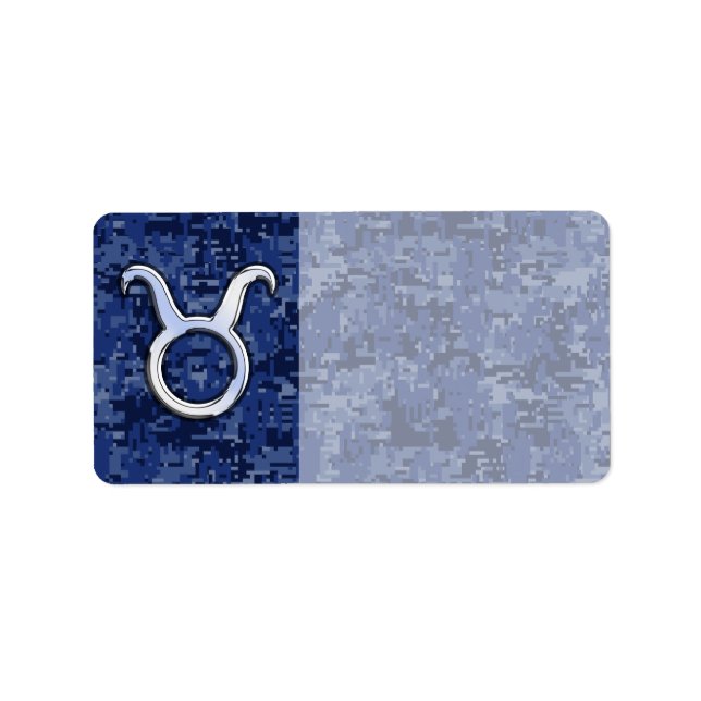 Etiqueta Rótulo Taurus Zodiac en camuflaje digital azul de  (Frente)