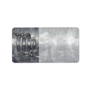 Etiqueta Rótulo Virgo Zodiac en estilo angustioso