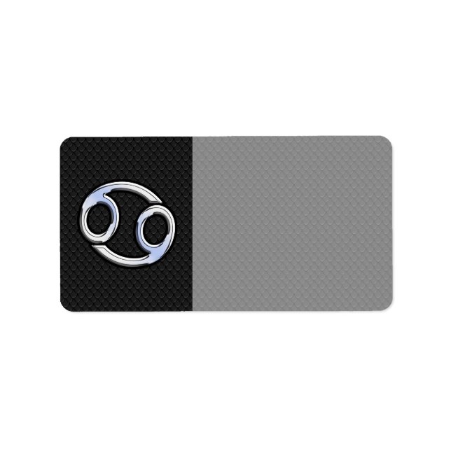 Etiqueta Rótulo Zodiac cromado como el cáncer en negro (Frente)