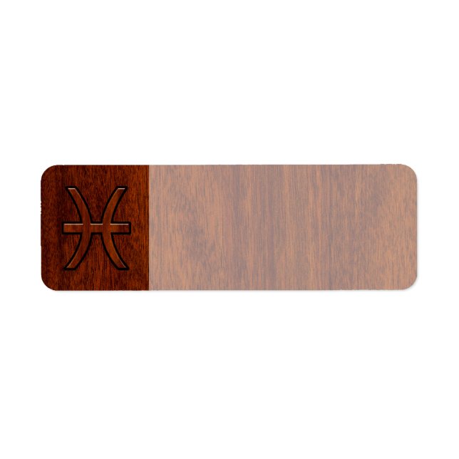 Etiqueta Rótulo Zodiac Pisces al estilo de grano de madera  (Frente)