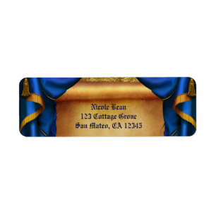 Etiqueta Royal Blue & Gold Drapes Scroll Wedding Party