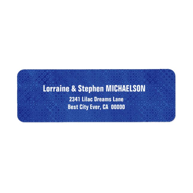 Etiqueta Royal Blue y Black Modern Op Art Dots S317 (Frente)