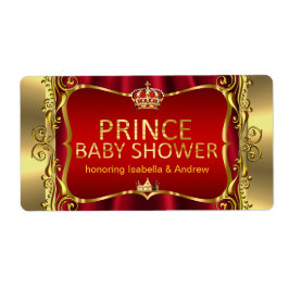 Etiqueta Royal Red Baby Shower Gold Boy