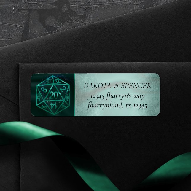 Etiqueta RPG Dice | Emerald Fantasy Tabletop Gamer Address (Subido por el creador)