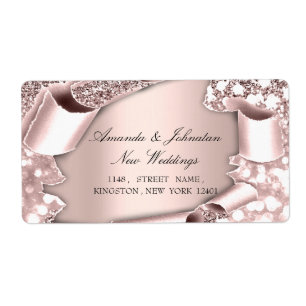 Etiqueta RSVP Bridal Boda Dirección Rosa Real
