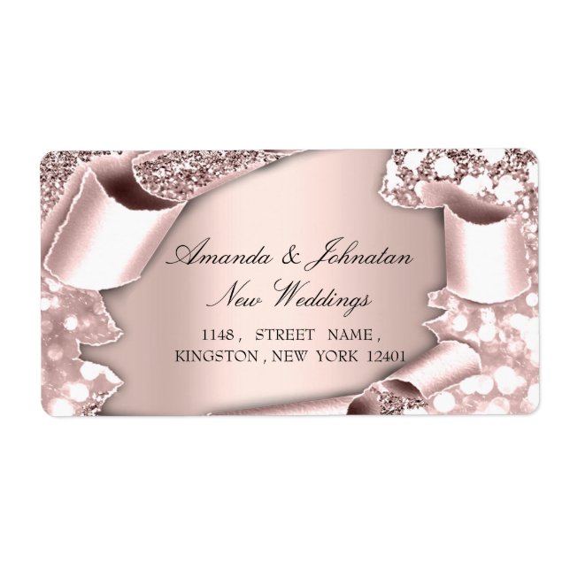 Etiqueta RSVP Bridal Boda Dirección Rosa Real (Frente)