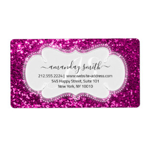 Etiqueta RSVP Bridal Sweet Monograma Purpurina Real Rosa