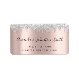 Etiqueta RSVP Nueva dirección Boda Rosa de gris plateado