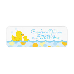 Etiqueta Rubber Ducky Baby Shower Address Label amarillo az