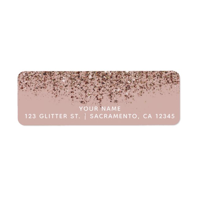 Etiqueta Rubor beige Rosa Dorado Bronce Brillo Fiesta (Frente)