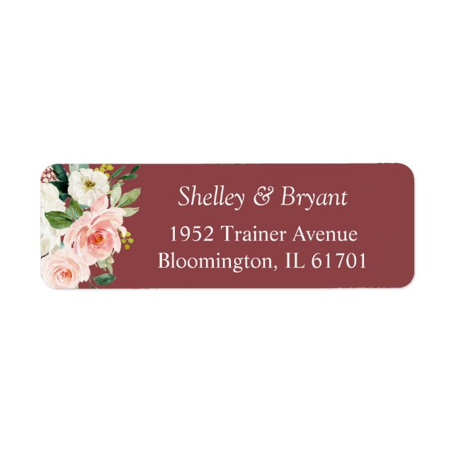 Etiqueta Rubor de Rosa Canela Floral Acuarela Rosa (Frente)