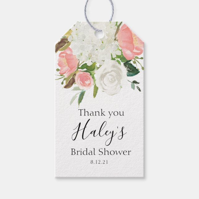 Etiqueta Rubor floral rosa Bridal Shower (Anverso)