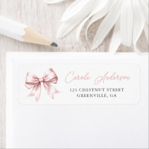 Etiqueta Rubor Pink Bow Elegant Baby Shower Return Address