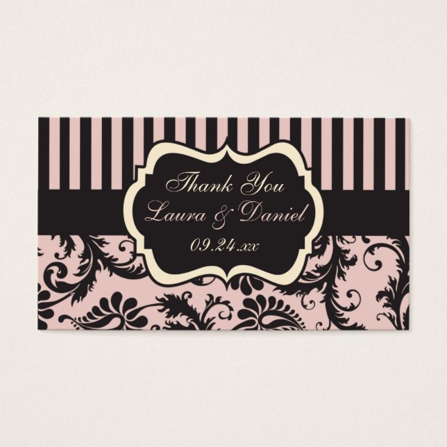 Etiqueta Rubor Pink, Cream, Gray Damask Wedding Fa (Frente)