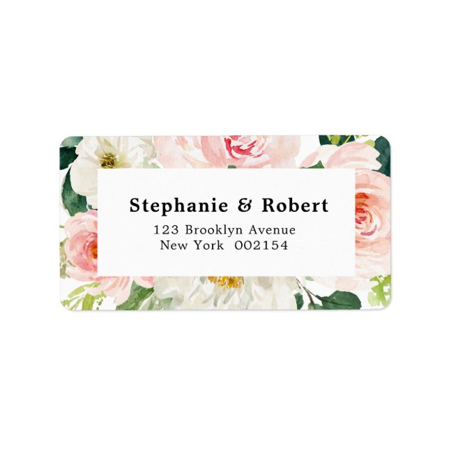 Etiqueta Rubor Pink Florals Boda botánico moderno (Frente)