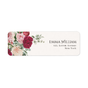 Etiqueta Rubor Pink Marsala Boda floral Dirección de retorn