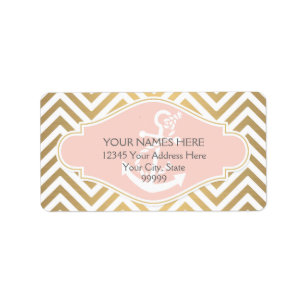 Etiqueta Rubor Preppy Chevron Stripe Modern Nautical Anchor