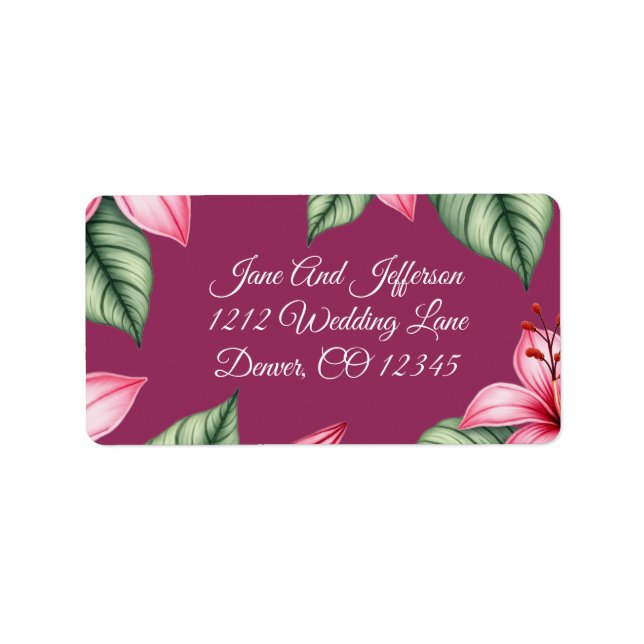 Etiqueta Rubor Rojo Rosa Floral (Frente)