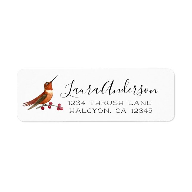Etiqueta Rufous Hummingbird (Frente)