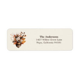 Etiqueta Rustic Acorn Floral Ivory Return Address Label