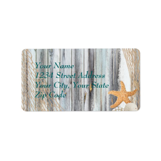 Etiqueta Rustic Beach Starfish Boda (Frente)