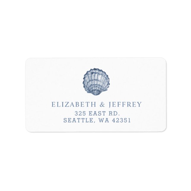 Etiqueta Rustic Blue Seashells Marine Ocean Beach Wedding (Frente)