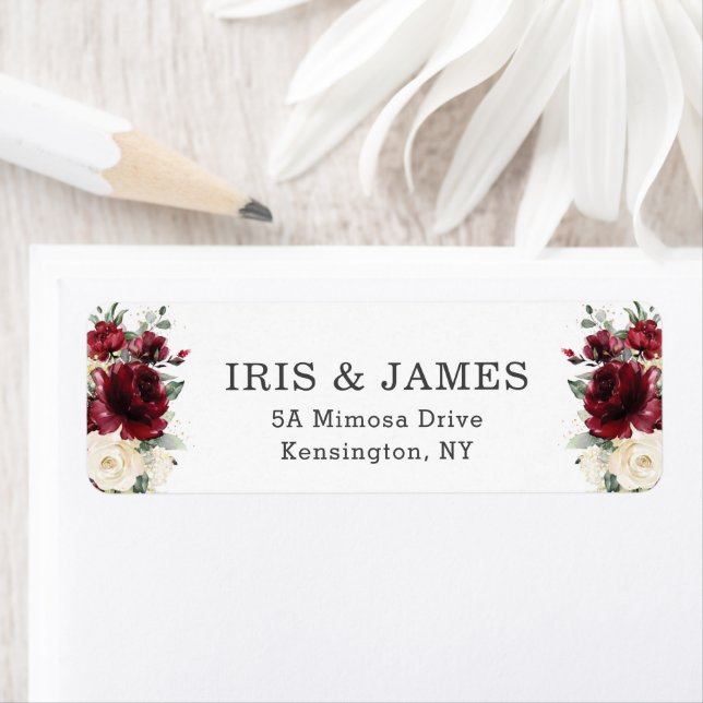 Etiqueta Rustic Chic Burgundy Ivory White Floral Wedding (In situ)