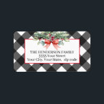 Etiqueta Rustic Christmas Buffalo Plaid Return Address<br><div class="desc">Dress up your holiday correspondence with these rustic red and black return address labels.</div>