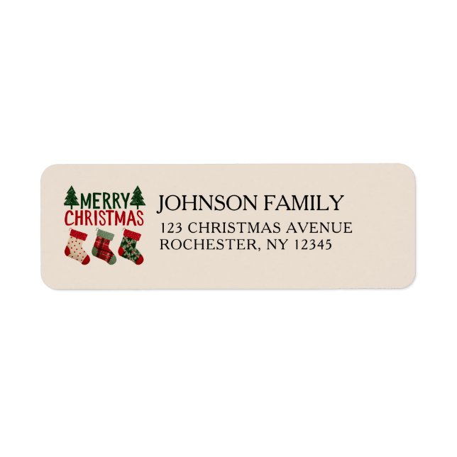Etiqueta Rustic Christmas Stockings Holiday  (Frente)