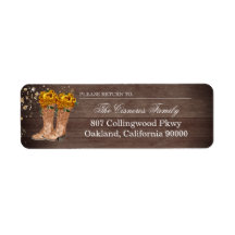 Rustic Country Boots Yellow Roses Return Address