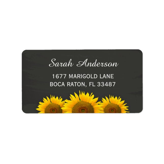 Etiqueta Rustic Country Sunflowers Classy Chalkboard (Frente)