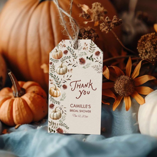 Etiqueta Rustic Fall Pumpkin Bridal Shower Favor (Rustic Fall Pumpkin Thank you favor tag)