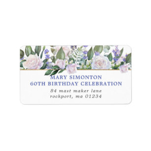 Etiqueta Rustic Floral 60th Birthday Party Return Address