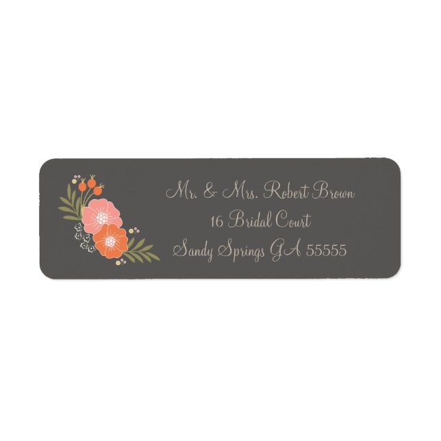 Etiqueta Rustic Floral Mr. y Mrs. Address Labels (Frente)