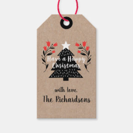 Etiqueta Rustic Kraft Christmas Tree de Regalo