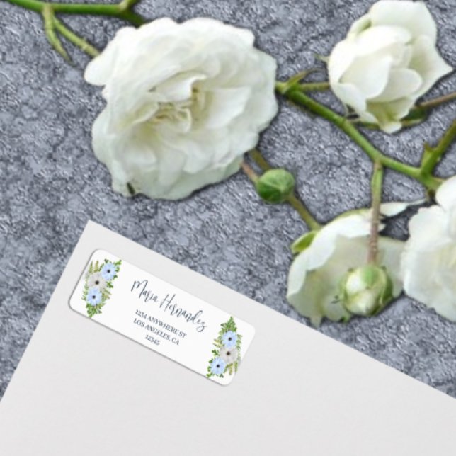 Etiqueta Rustic Light Blue and White Floral Quinceañera  (Subido por el creador)