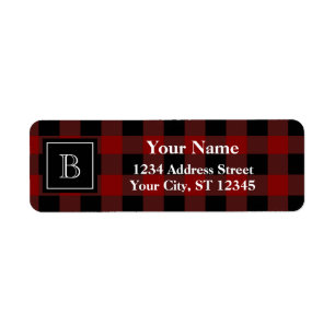Etiqueta Rustic Lumberjack Buffalo Plaid Monogrammed