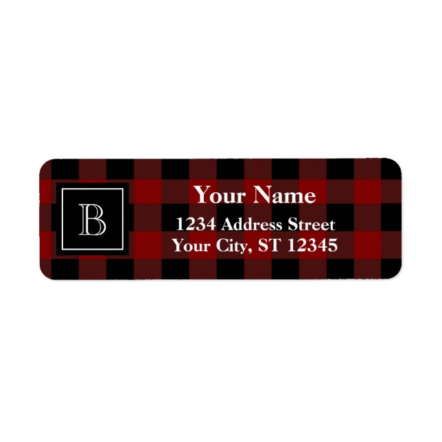 Etiqueta Rustic Lumberjack Buffalo Plaid Monogrammed (Frente)