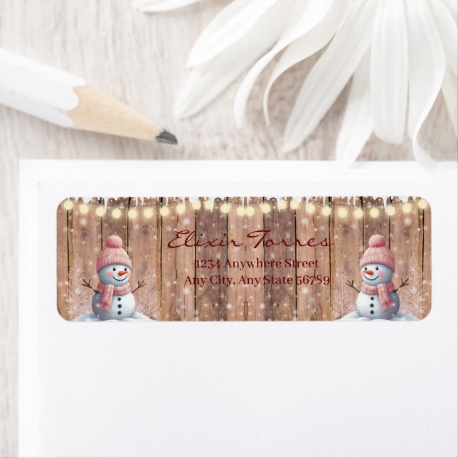 Etiqueta Rustic Modern Elegant Snowman Baby Shower (In situ)