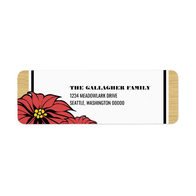 Etiqueta Rustic Poinsettia Holiday (Frente)